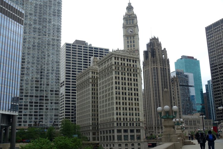 Approaching DuSable Bridge and the Wrigley Building
