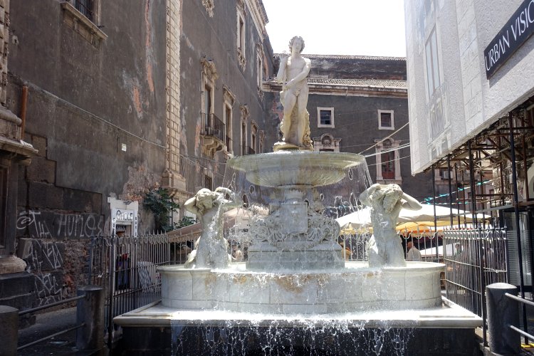 (A) CATANIA: The Amenano Fountain is just off Cathedral Square, and marks the start of the fishmarket area.