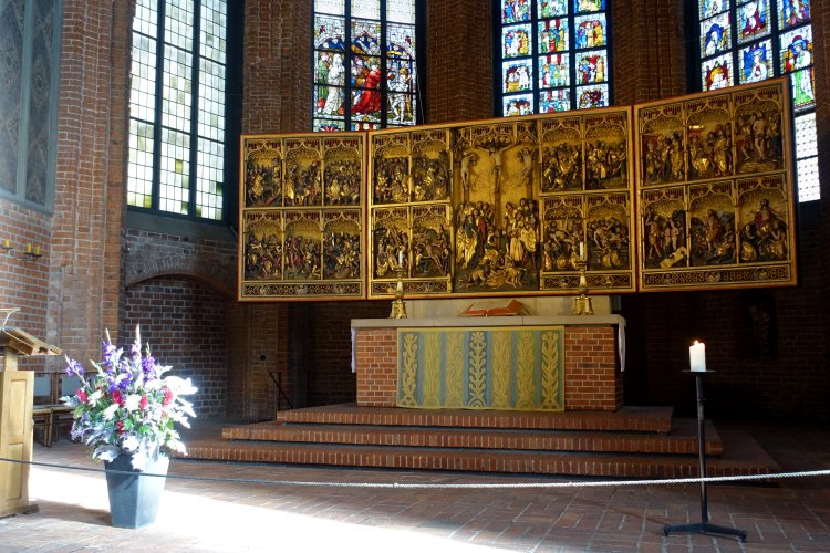 The oversize altarpiece is quite exceptional