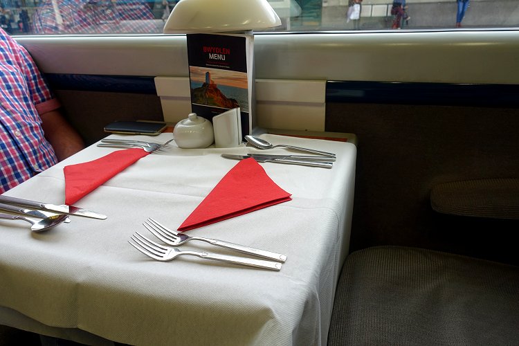 THE 'GERALD': The train features at-seat dining, and a three-course dinner is **included** in the first-class fare